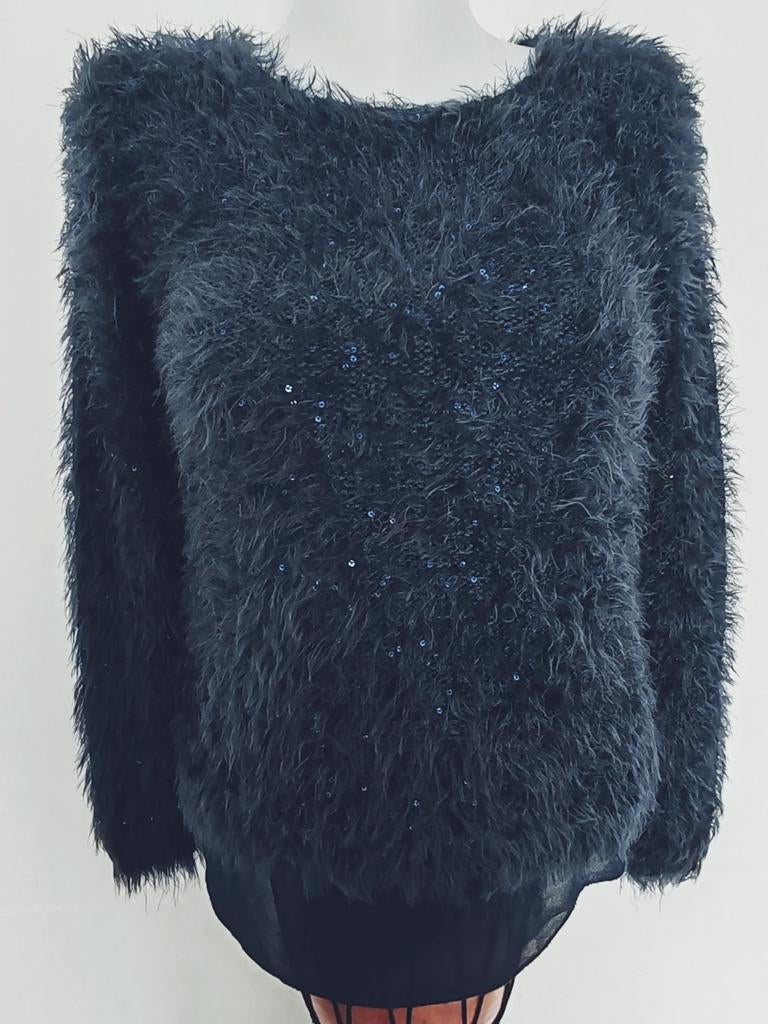 Pull en maille angora à paillettes et sequin S/M, Vêtements | Femmes, Pulls & Gilets, Comme neuf, Enlèvement ou Envoi