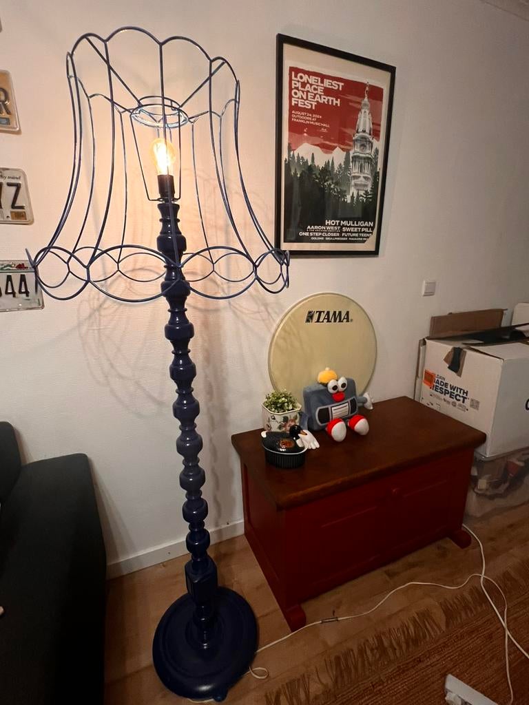 Grote blauwe lamp., Huis en Inrichting, Lampen | Vloerlampen, Ophalen, Zo goed als nieuw