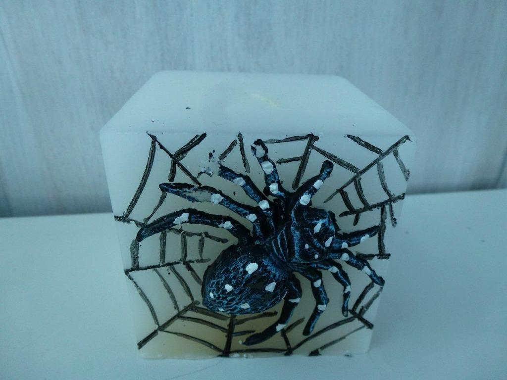 bougie blanche d'Halloween avec araignée, Enlèvement ou Envoi, Neuf, Décoration