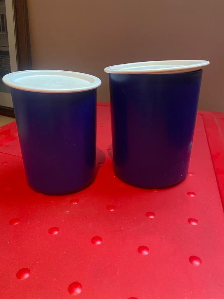 2 blauwe Tupperware bewaardozen, Huis en Inrichting, Keuken | Tupperware, Ophalen, Zo goed als nieuw