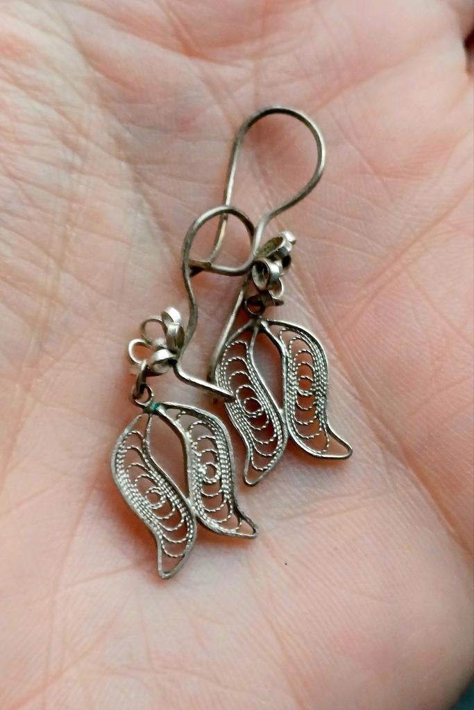 Boucles d'oreilles tulipes en argent filigrané, Enlèvement ou Envoi, Comme neuf