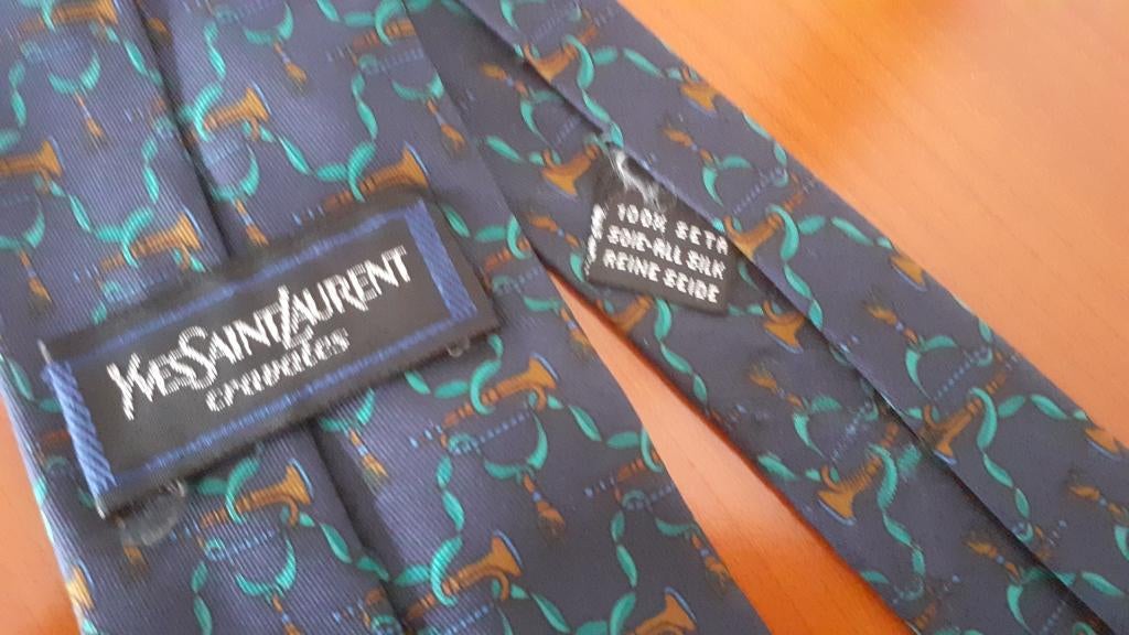 Cravate YSL, 100 % soie, comme neuve, Yves Saint Laurent, À motif, Comme neuf, Bleu