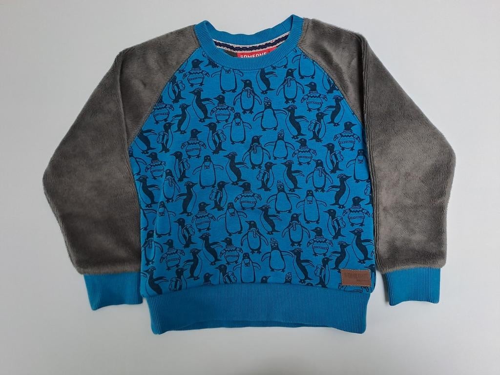 Mt 92 Dikke blauw grijze sweater met pingiuns, Kinderen en Baby's, Kinderkleding | Maat 92, Trui of Vest, Ophalen of Verzenden
