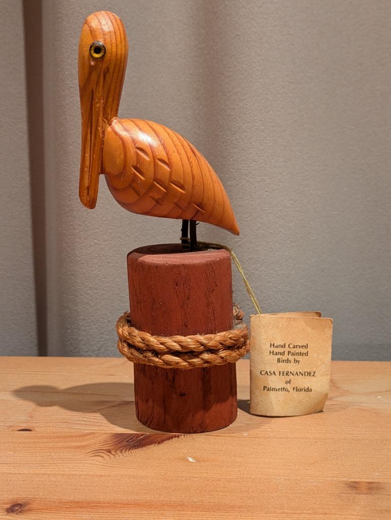 Houten handgesneden Pelikaan Casa Fernandez uniek exemplaar, Antiek en Kunst, Kunst | Beelden en Houtsnijwerken, Ophalen of Verzenden
