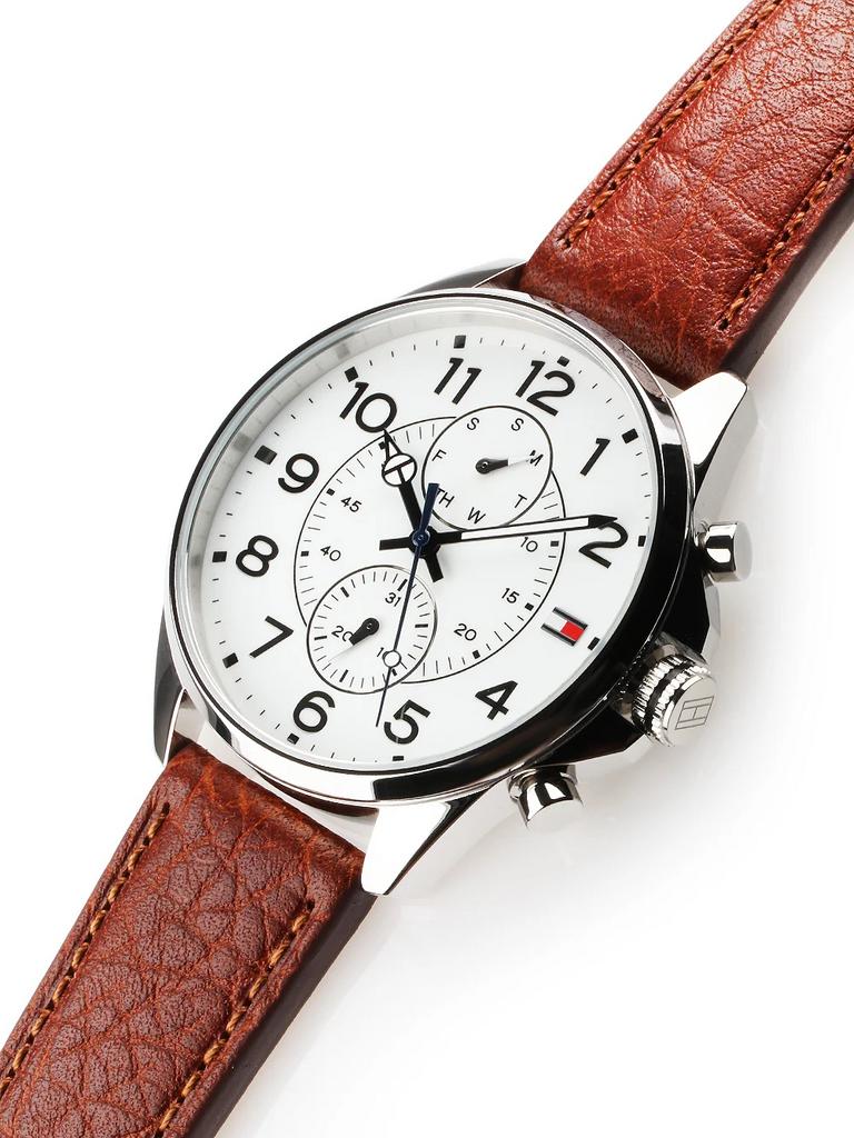 Tommy Hilfiger herenhorloge  100 Euro, Ophalen, Zo goed als nieuw, Zilver, Leer