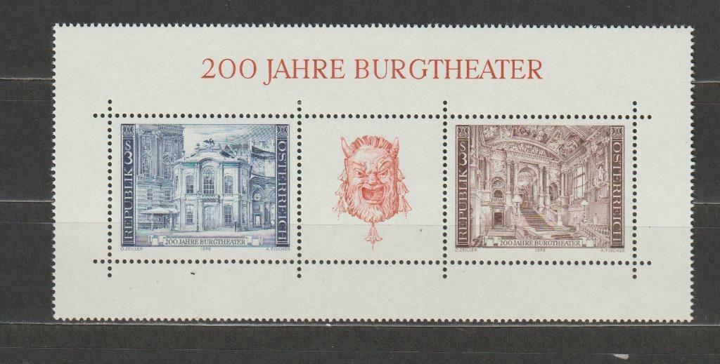 Autriche 1976 Bloc 200 ans Burgtheater Vienne **, Enlèvement ou Envoi, Non oblitéré