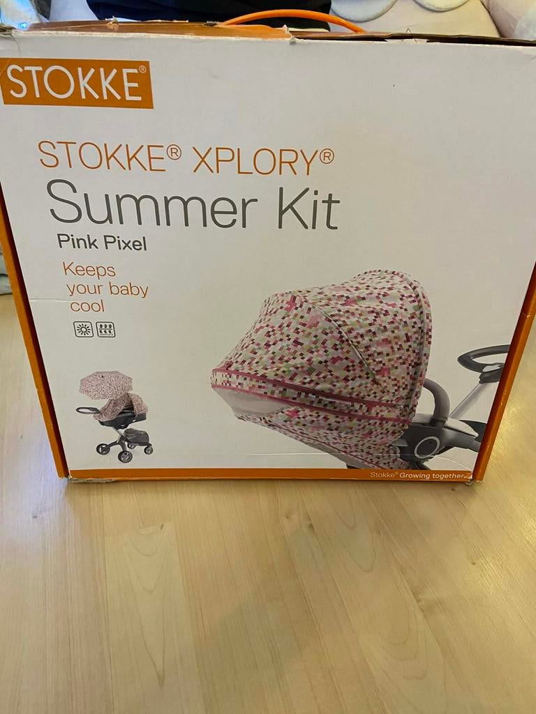 Stokke Xplory Summer Kit – Pink Pixel – €60, Kinderen en Baby's, Kinderwagens en Combinaties, Ophalen, Zo goed als nieuw, Kinderwagen