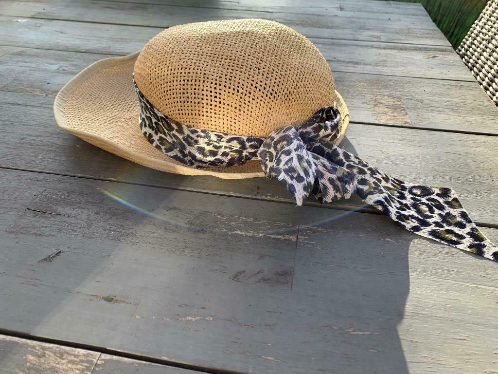 Chapeau paille ruban léopard 100% paper tour de tête 56, Autre, Chapeau, Porté, 56 ou 57 cm (M, 7 ou 7⅛ pouces)