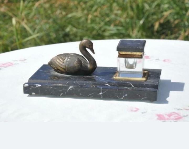 Encrier de bureau marbre cristal regule, Enlèvement ou Envoi