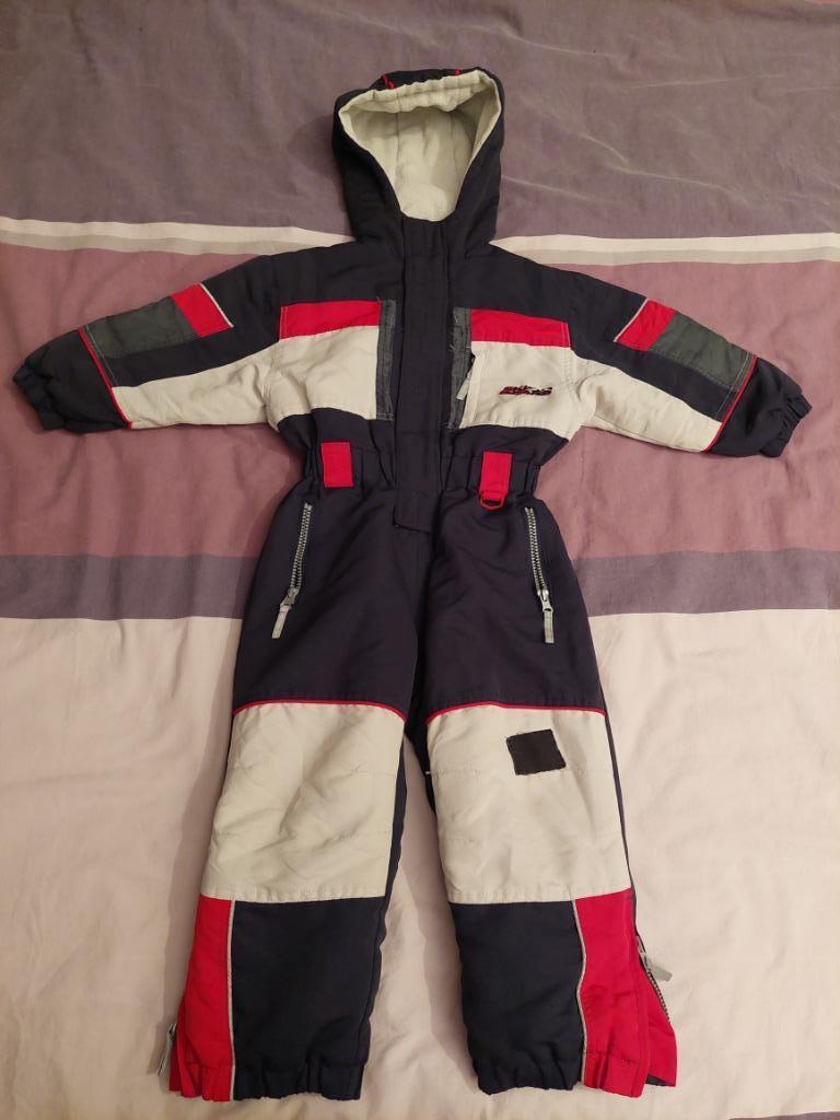 Combinaison ski 4 ans bleu marine-blanc-rouge, Garçon ou Fille, Autres types, Enlèvement, Utilisé