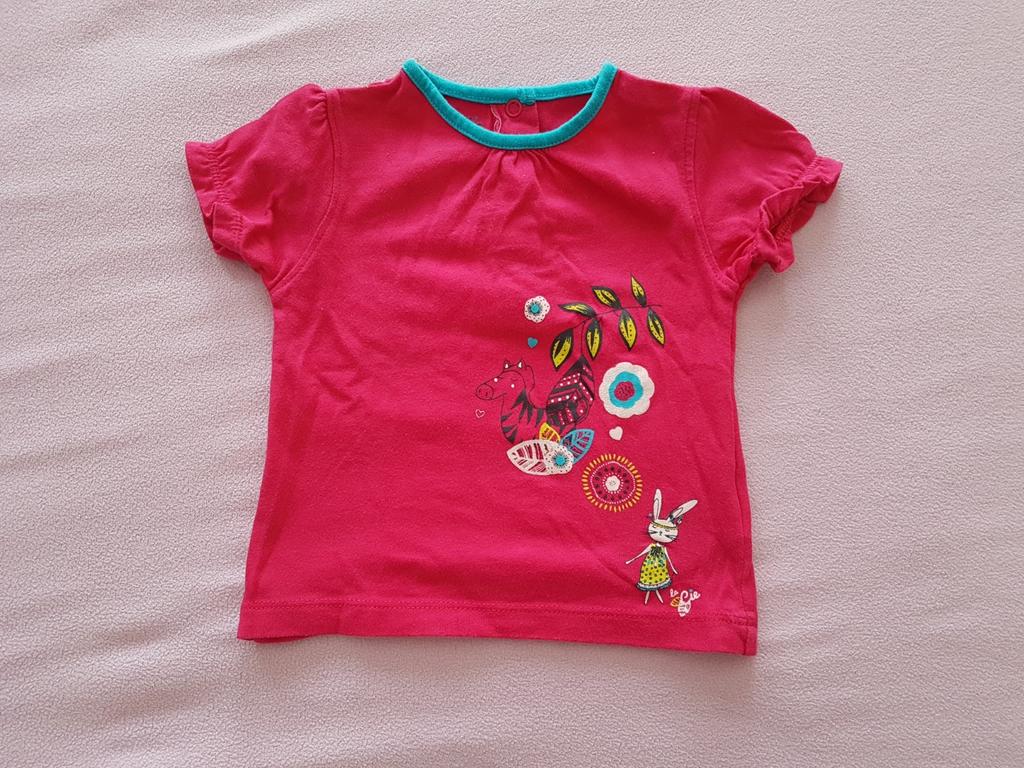 Koraalrode meisjes t-shirt maat 74, Ophalen of Verzenden