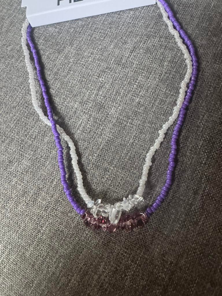 Collier double rang neuf, Bijoux, Sacs & Beauté, Colliers, Neuf, Pierre ou Minéral, Enlèvement ou Envoi, Réglable