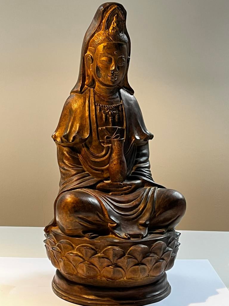 Antieke CHINESE GUANYIN Bodhisattva brons, terracotta kern, Enlèvement