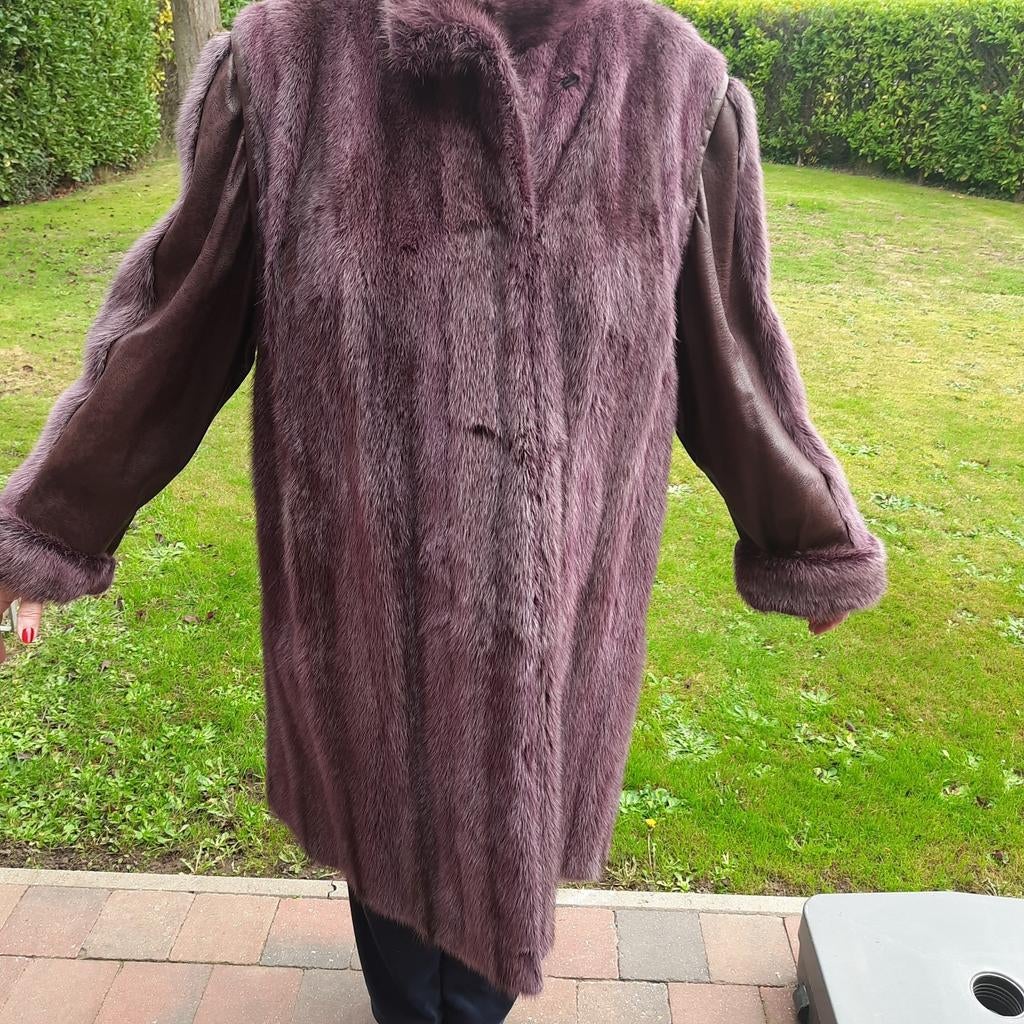 EXCLUSIEVE NERTS PELSMANTEL*AUBERGINE kleur*mt.40/42*zgan*, Kleding | Dames, Jassen | Winter, Paars, Zo goed als nieuw, Ophalen