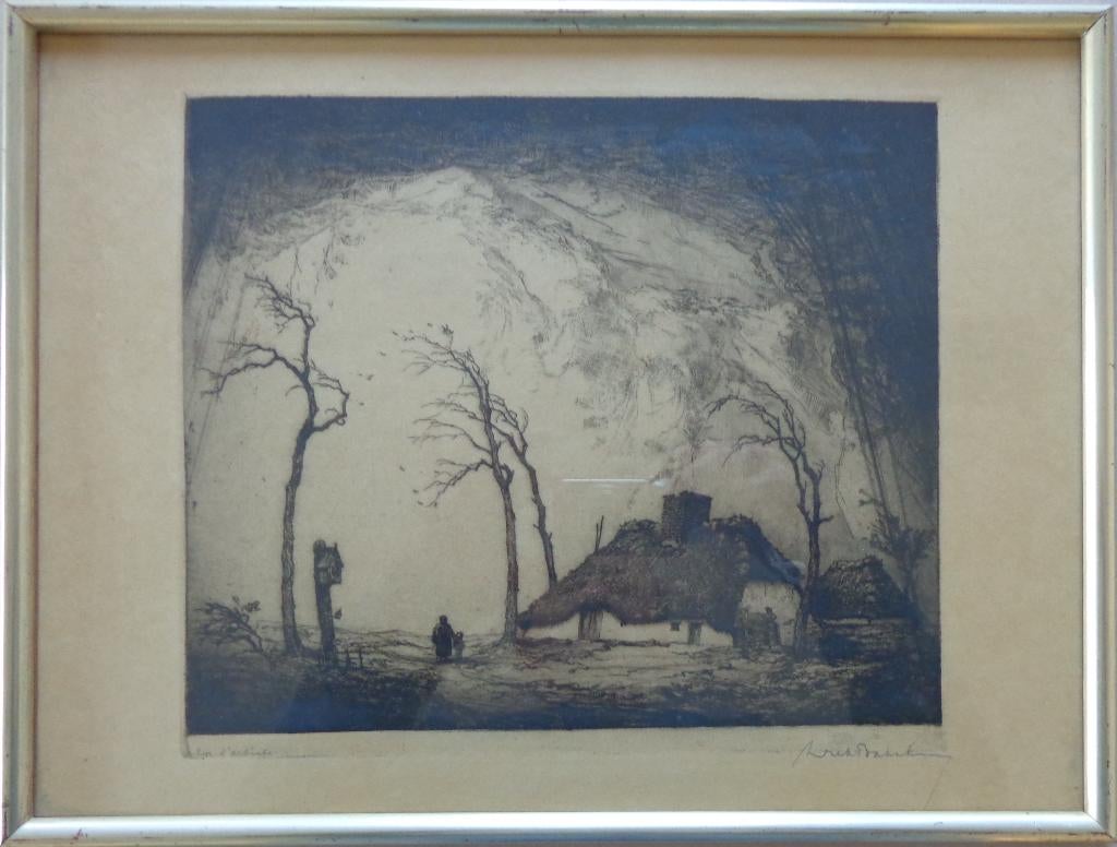 DIRK BAKSTEEN / STORM KEMPEN / ZW-W ETS / 31x41cm KADER SIG, Eau-forte, Enlèvement ou Envoi, Paysage, Signé
