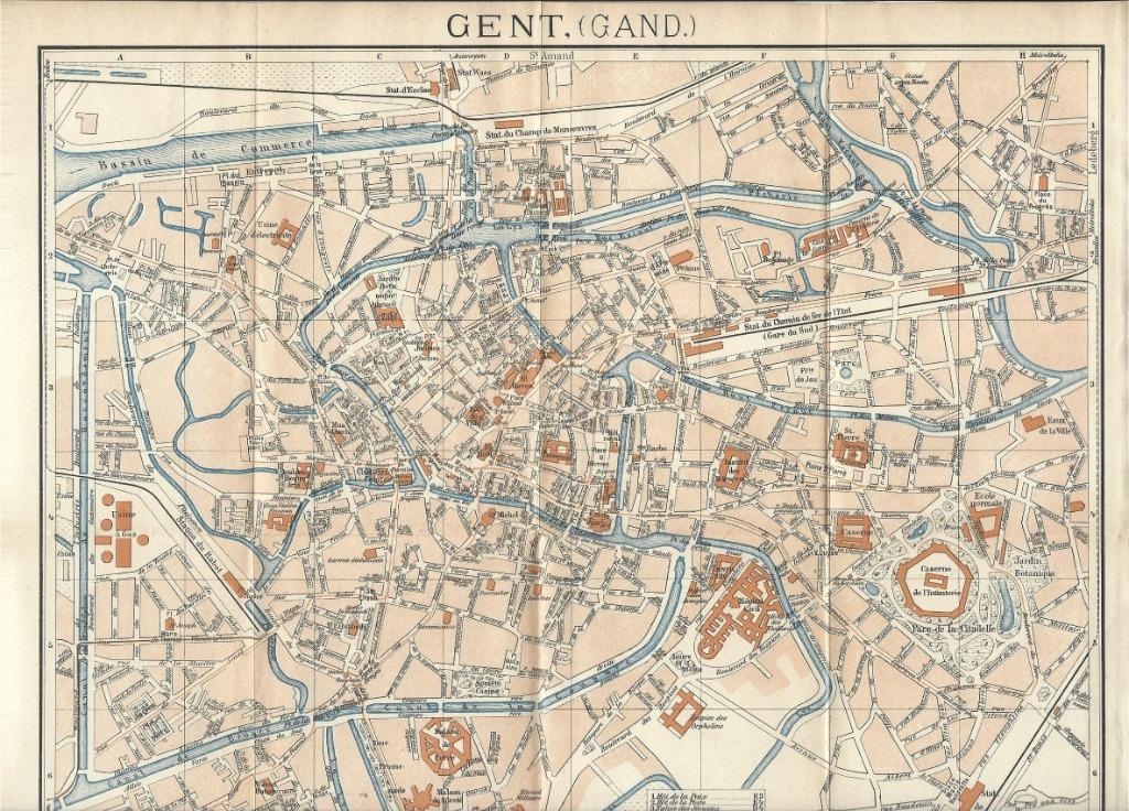 1911 - Gent / groot gedetailleerd stadsplan, Antiek en Kunst, Verzenden