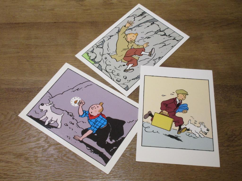 3 OPENPLOOIBARE WENSKAARTEN KUIFJE TINTIN - ZIE AFBEELDINGEN, Enlèvement ou Envoi, Non affranchie