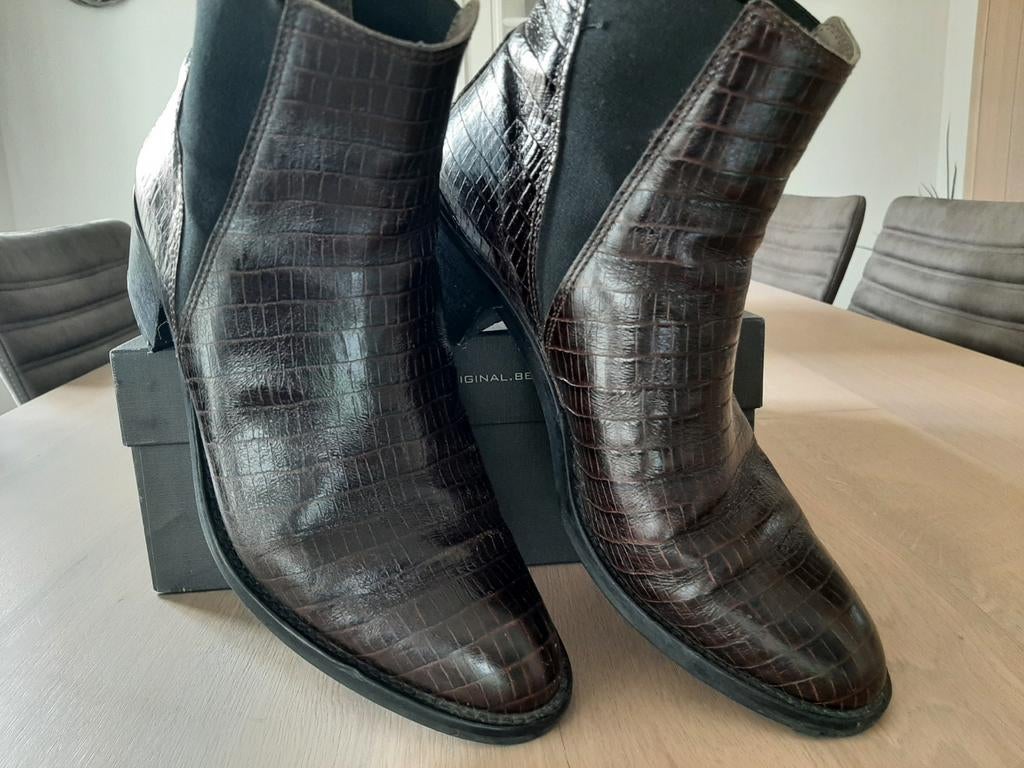 Booties BeOriginal in slangeleder Mt39 (nwpr 190eur), Kleding | Dames, Schoenen, Bruin, Lage of Enkellaarzen, Be Original, Ophalen of Verzenden
