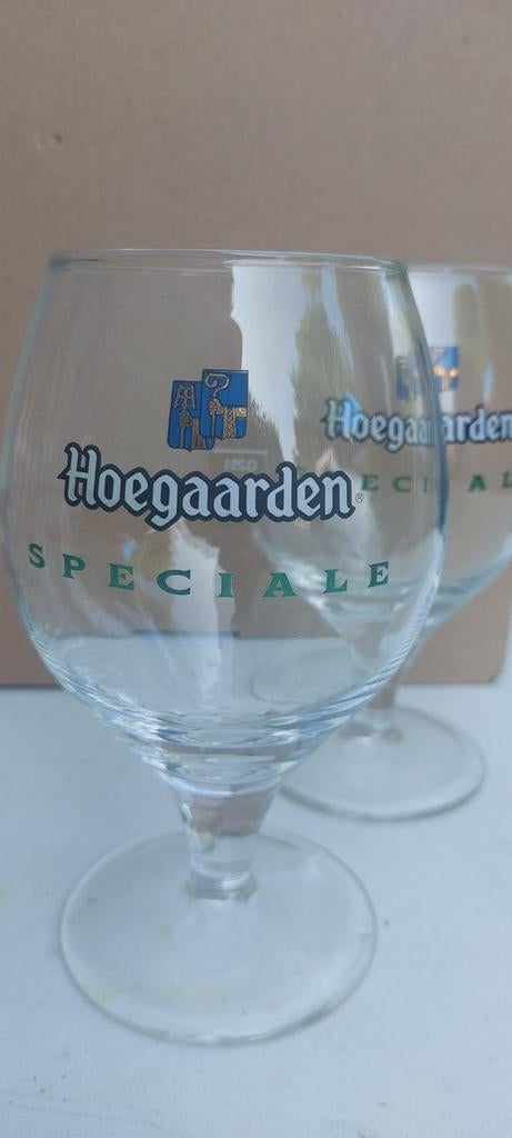 2 bijzondere Hoegaarden glazen, Ophalen of Verzenden, Zo goed als nieuw