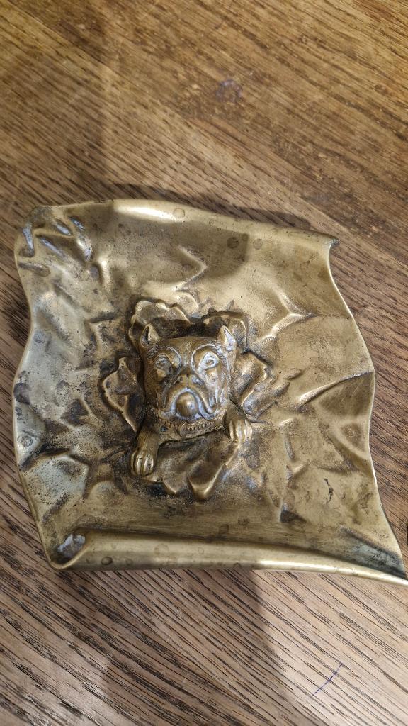Art Nouveau - Bulldogkop - verkoperd metalen bakje -, Antiek en Kunst, Antiek | Brons en Koper, Ophalen of Verzenden, Brons