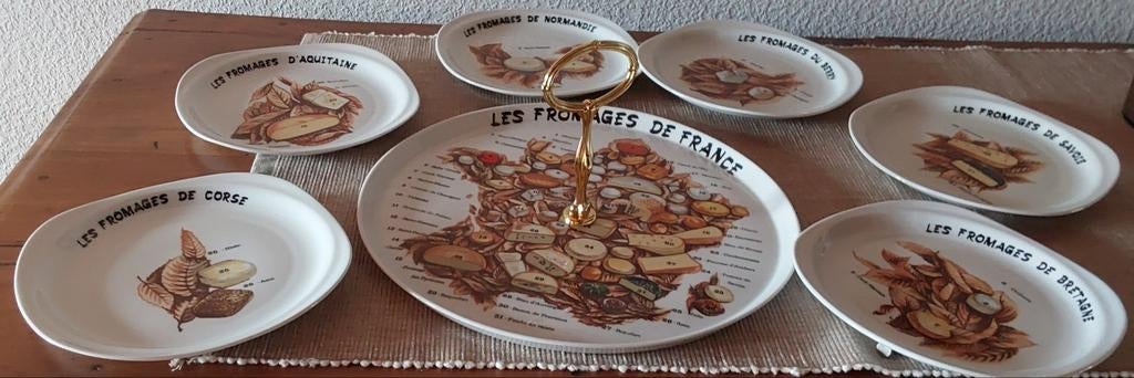 6 Franse kaasbordjes + dienblad, Nieuw, Ophalen of Verzenden, Bord(en), Overige stijlen