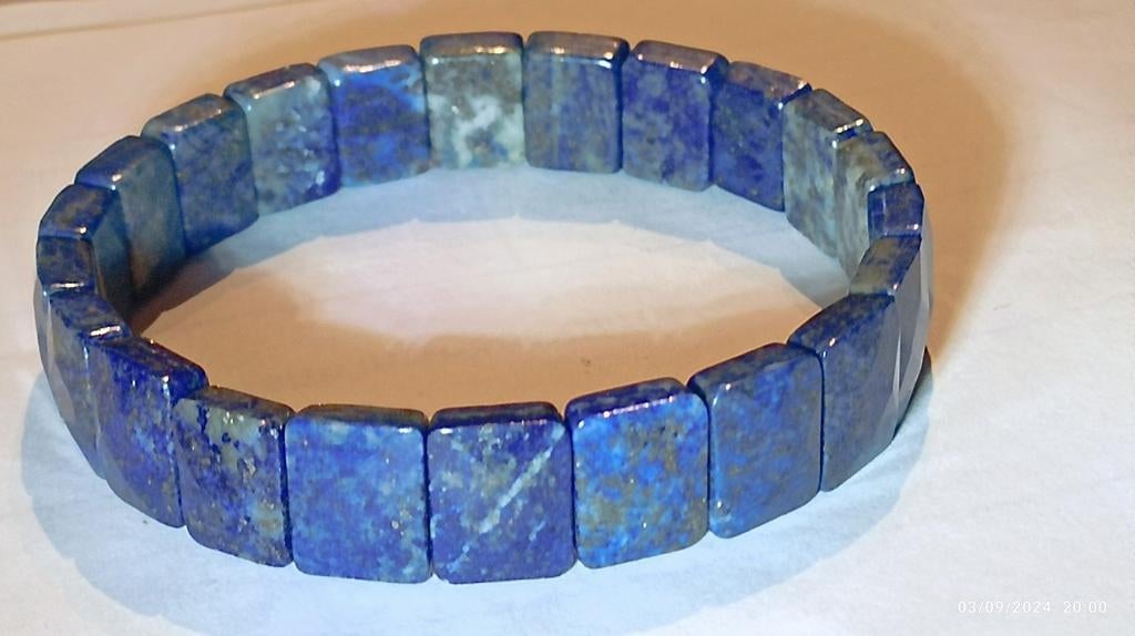 Bracelet élastique avec lapis-lazuli naturel, Enlèvement ou Envoi, Avec pierre précieuse, Bleu, Neuf