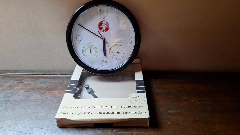 Wandklok met thermometer en hygrometer, nieuw, Ophalen of Verzenden, Nieuw, Wandklok