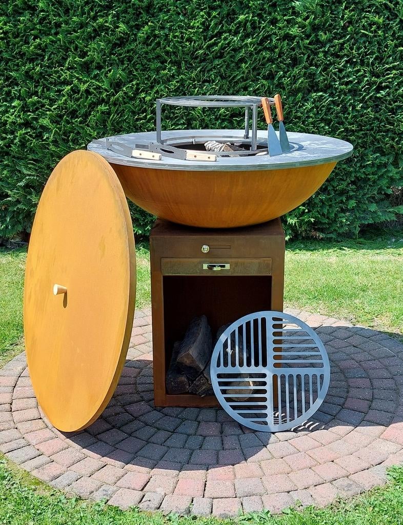 ‼️-30%‼️BBQ D100cm in Cortenstaal met accessoires‼️, Tuin en Terras, Ophalen, Nieuw