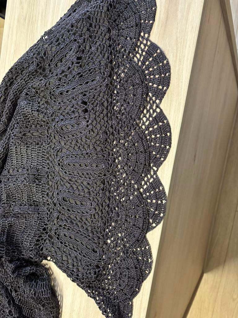 Fijn gehaakt kleedje met onder kleed, Maat M donkerbruin, Ophalen, Zo goed als nieuw, Maat 38/40 (M), Bruin