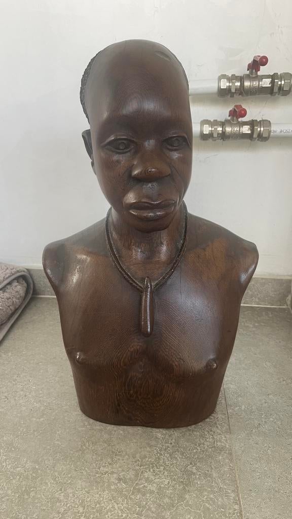 Sculpture Buste Africain en Bois d’Ébène, Antiquités & Art, Enlèvement ou Envoi