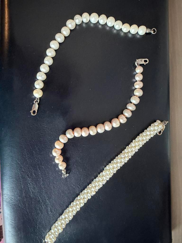 Parel pols armband, Handtassen en Accessoires, Antieke sieraden, Ophalen, Armband