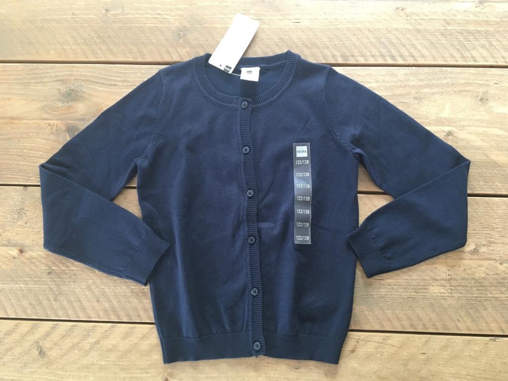 HEMA blauwe (marine) vest / gilet / cardigan 122 - 128 nieuw, Kinderen en Baby's, Kinderkleding | Maat 122, Meisje, Trui of Vest