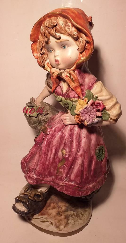 Roodkapje majolica figuur, Antiquités & Art, Antiquités | Céramique & Poterie, Enlèvement ou Envoi