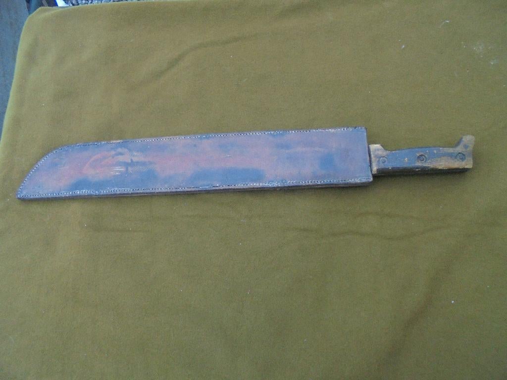machette us de 18 avec fourreau en cuir manche en bois, Enlèvement ou Envoi, Armée de terre