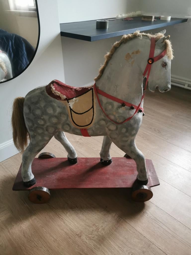 Heel oud paard op wieltjes, Antiek en Kunst, Ophalen of Verzenden