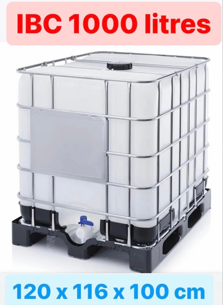 Cuve citerne cubi IBC 1000l compléte (avec cage et palette), 150 litres ou plus, Enlèvement ou Envoi, Synthétique, Utilisé