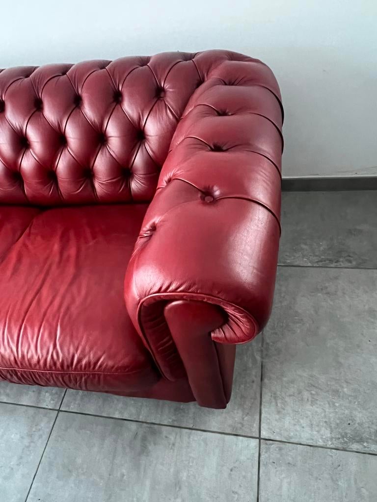 Chesterfield 3-zits leren bank in zeer goede staat, Ophalen, 150 tot 200 cm, Chesterfield, Driepersoons