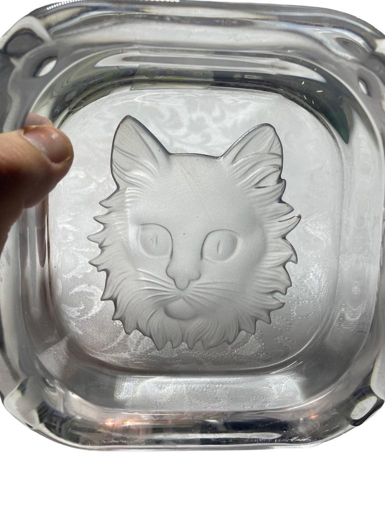 Cendrier en Cristal de Sèvres à Décor de Chat, Antiquités & Art, Enlèvement ou Envoi