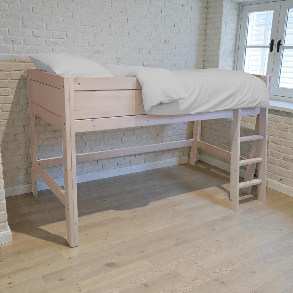 Lit enfant LIFETIME avec rehausse  – très bon état, Maison & Meubles, Enlèvement, Comme neuf, Blanc, Bois