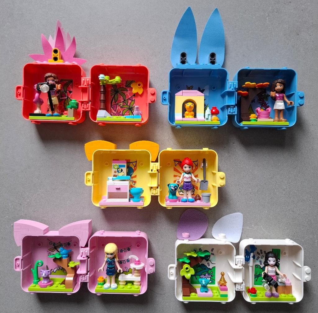 LEGO Friends dierenkubussen 41662-41666, Ophalen of Verzenden, Zo goed als nieuw, Complete set, Lego