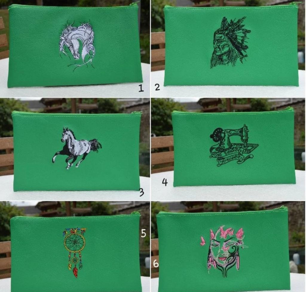 trousse simili cuir vert , brodé indien , cheval , dame, Ophalen of Verzenden, Nieuw, Groen, Heer of Dame