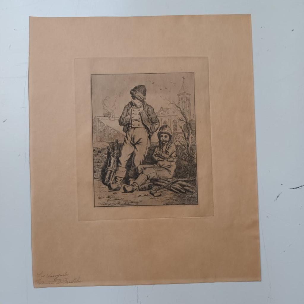 Ferdinand de Braekeleer (1792-1882) - ets - "Les savoyards", Enlèvement ou Envoi
