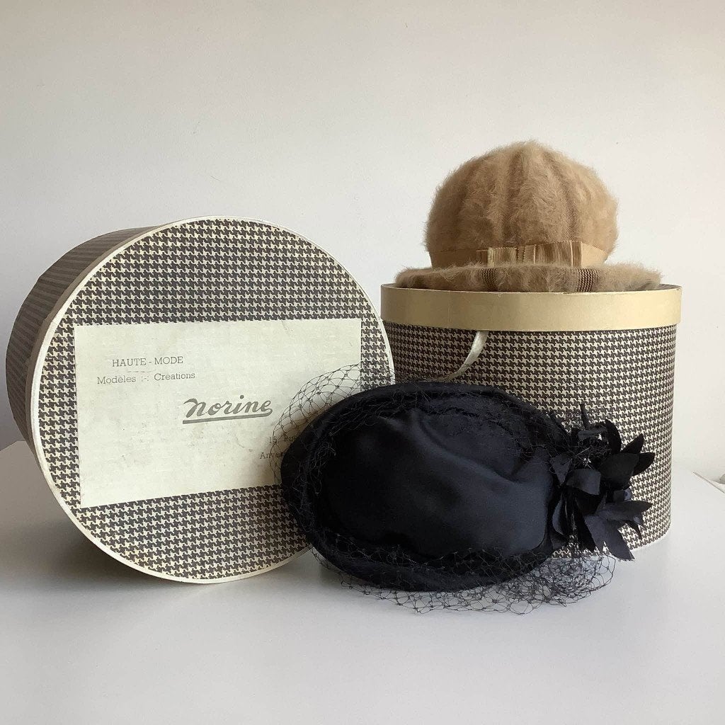 2 boîtes à chapeaux vintage Norine Anvers, Enlèvement ou Envoi