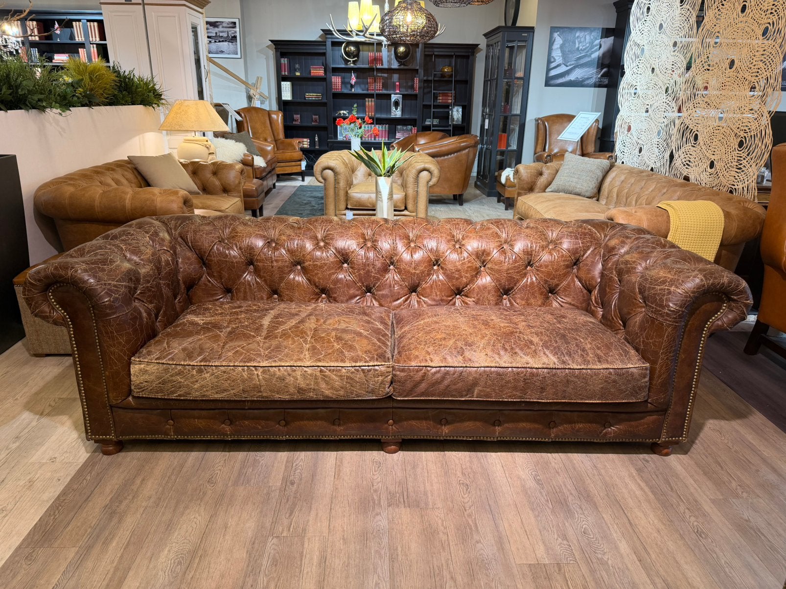 Chesterfield 3,5 Zits zetel Vintage Bruin Ralph Lauren, Antiek en Kunst, Ophalen of Verzenden