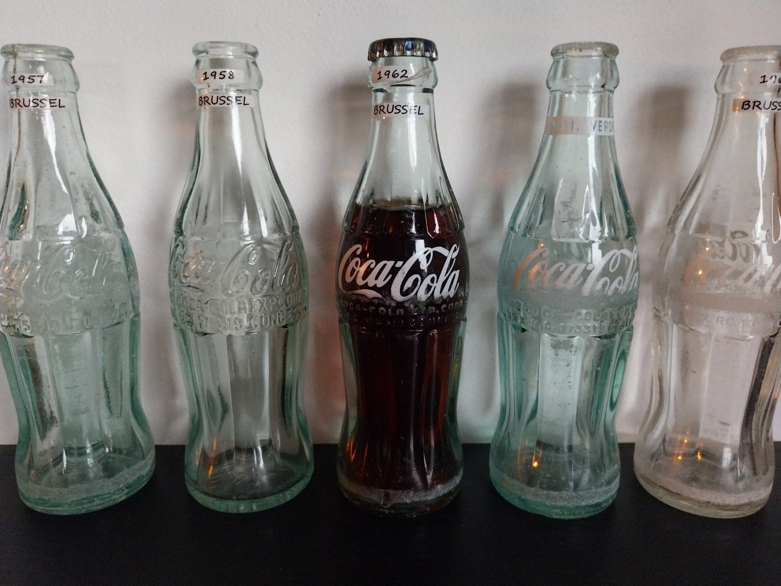oude coca cola flesjes Brussel 1957 1958 1962 1964 1966, Ophalen of Verzenden