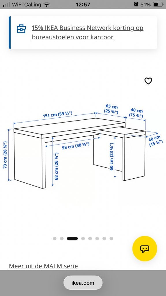 Gratis bureau malm ikea, Huis en Inrichting, Ophalen, Gebruikt, 65 cm, Schoolbureau