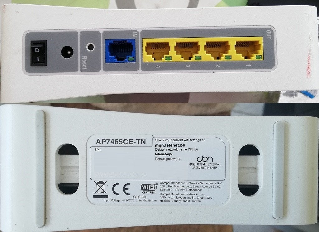 Telenet Wireless Access Point (Compal AP7465CE-TN), Computers en Software, Ophalen of Verzenden, Gebruikt, Telenet