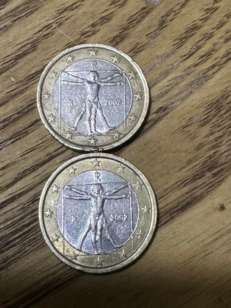 Zeldzame 1 Euro Italië 2002 – Leonardo da Vinci "Face Error", Postzegels en Munten, Munten | Europa | Euromunten, Ophalen of Verzenden