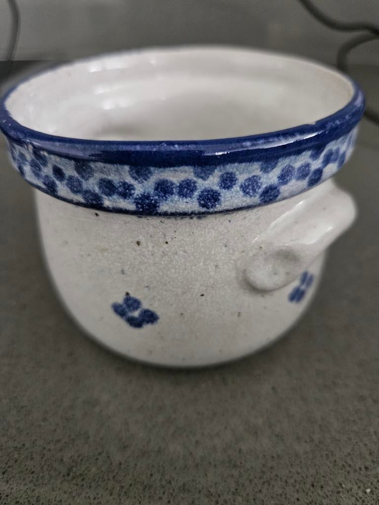 Keramisch blauw keukenpotje, Ophalen