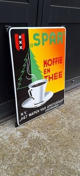 Tof nieuw emaille reclamebord van Spar Koffie en Thee N.V.️, Ophalen of Verzenden, Nieuw, Reclamebord